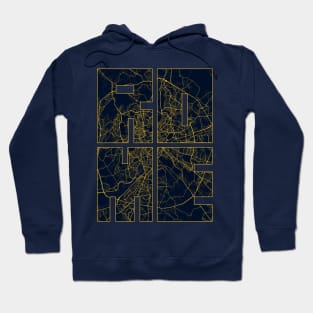 Rome, Italy City Map Typography - Gold Art Deco Hoodie